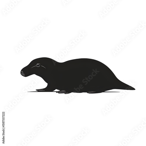 Platypus (Egg-laying Mammal) black silhouette isolated on a transparent background