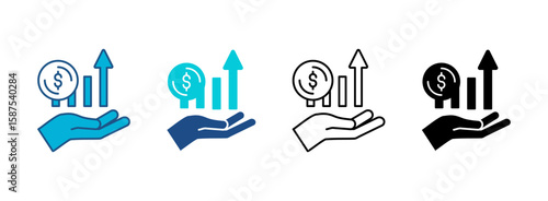 Revenue Icon Set With Multiple Styles. Vector Illustration