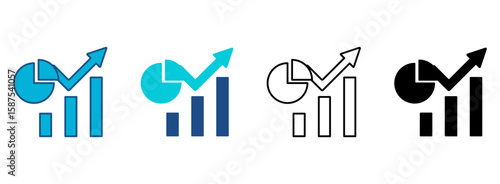 Market Share Icon Set With Multiple Styles. Vector Illustration