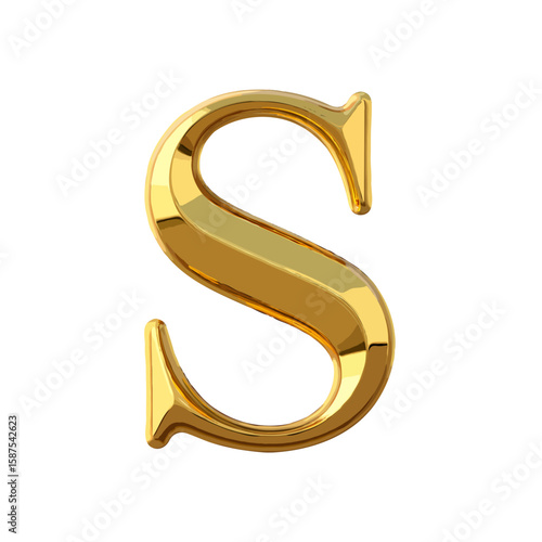 Vector art of golden letter s isolated on white background