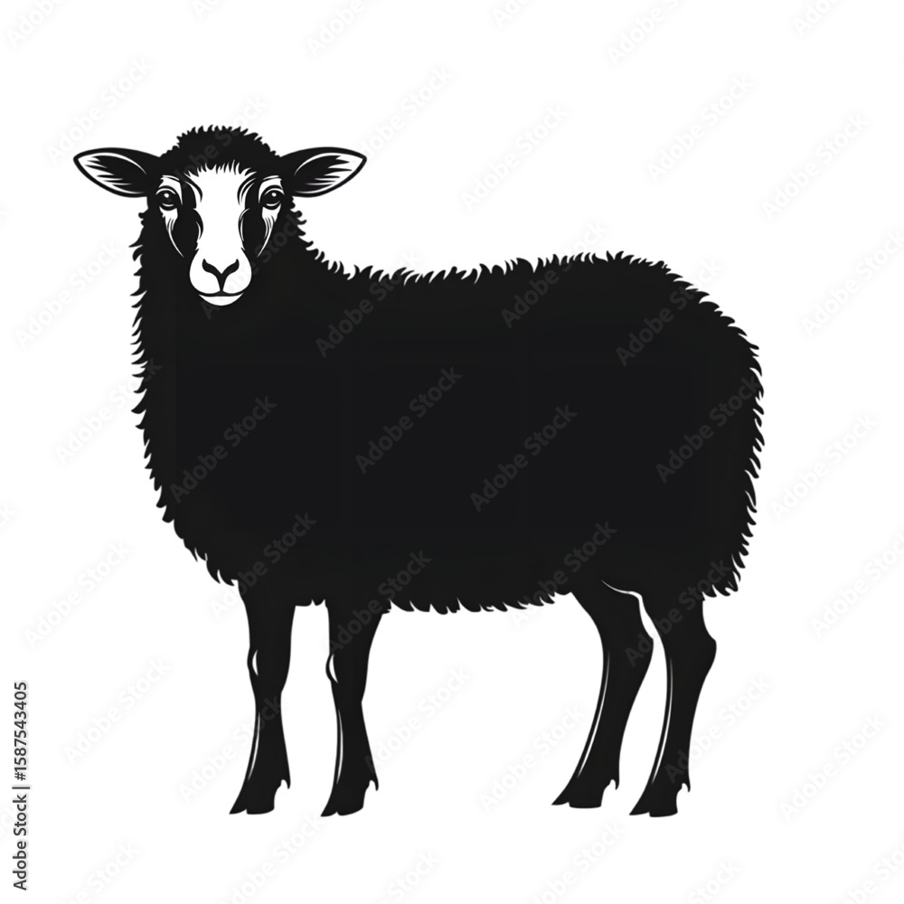 Obraz premium Sheep black silhouette isolated on a transparent background