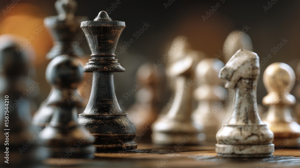 Fototapeta premium Chess pieces competition
