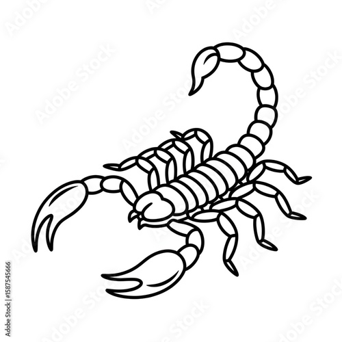 A black and white scorpion illustration line art of a coloring page