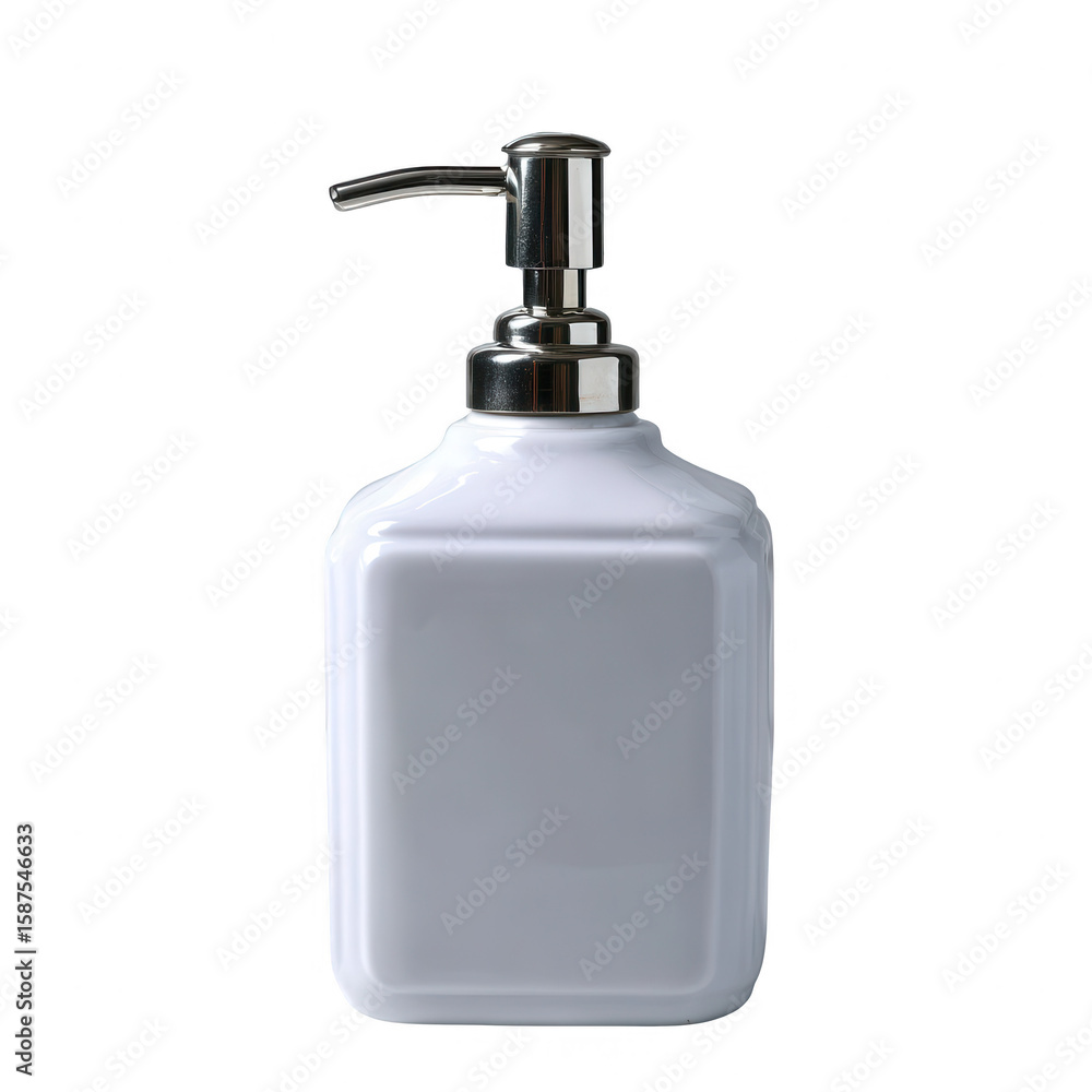 A sleek, modern soap dispenser with a shiny pump, perfect for any bathroom or kitchen decor. Clean lines and a minimalist design highlight its functionality and style. A sleek, modern soap dispenser with a shiny pump, perfect for any bathroom or kitchen decor. Clean lines and a minimalist design highlight its functionality and style.