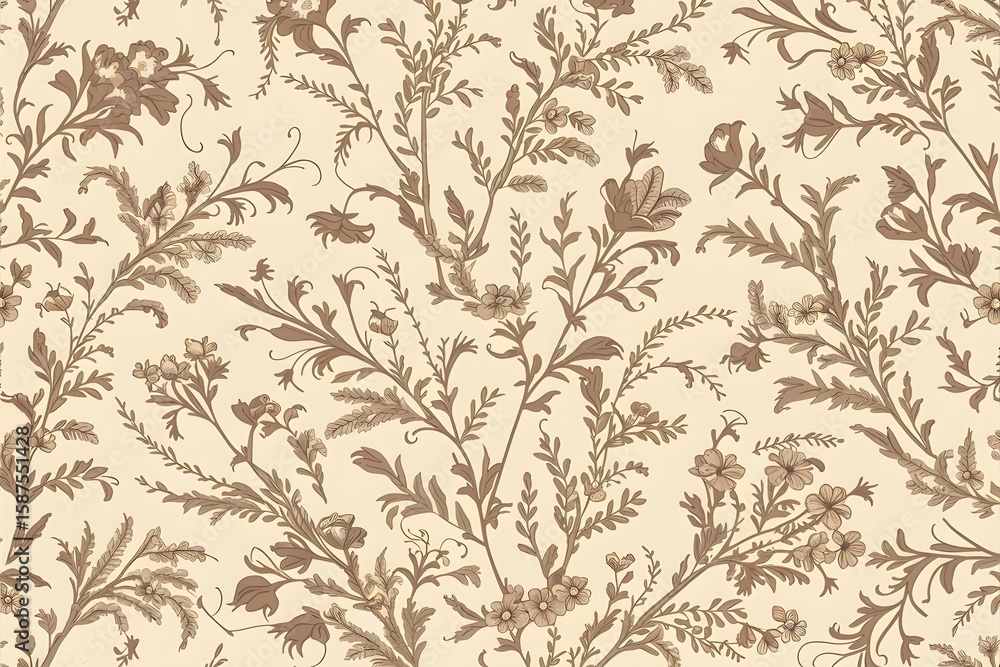 Fototapeta premium Vintage Floral Pattern Background, botanical, seamless