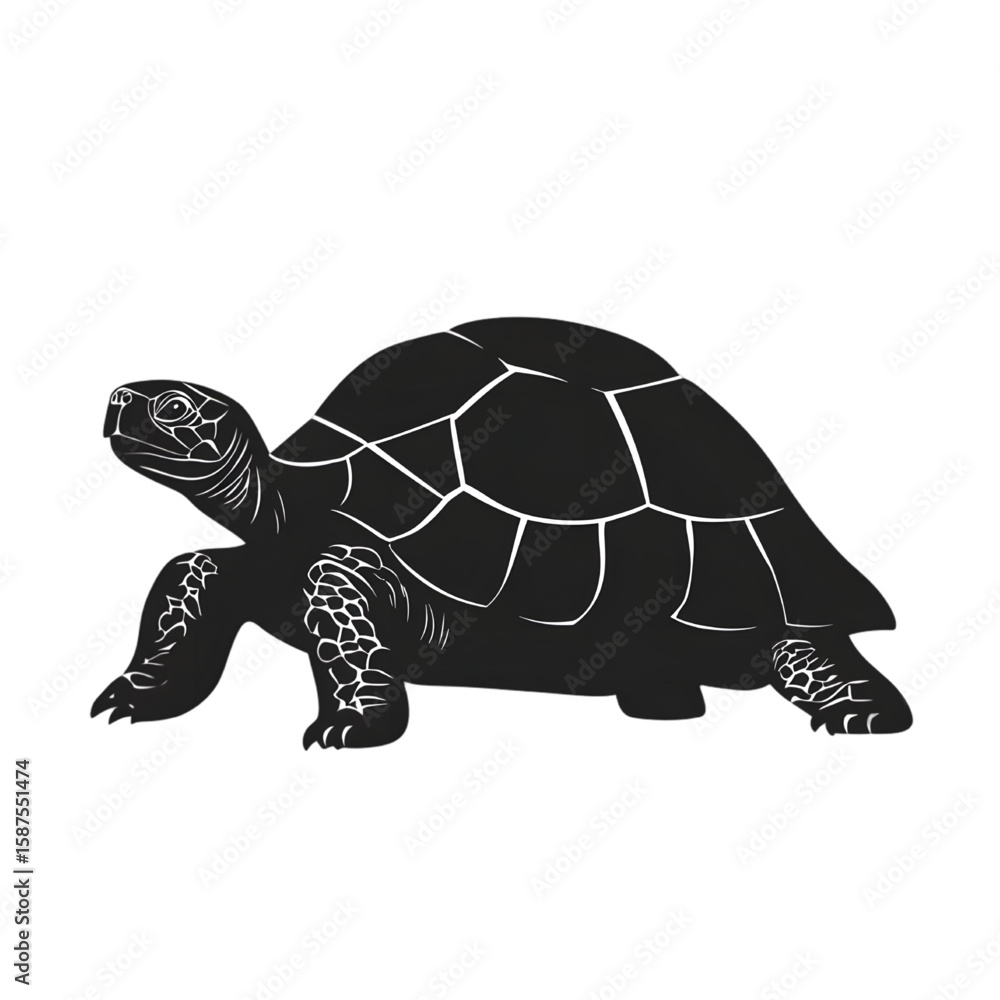 Obraz premium Tortoise black silhouette isolated on a transparent background