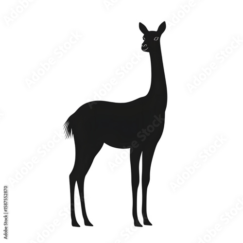 Vicuna black silhouette isolated on a transparent background