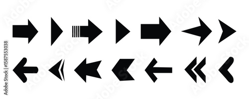 
Black arrow vector icon pack. Clean and minimalist back arrow icons. Simple arrow big set. Vector illustration.