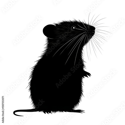Vole black silhouette isolated on a transparent background