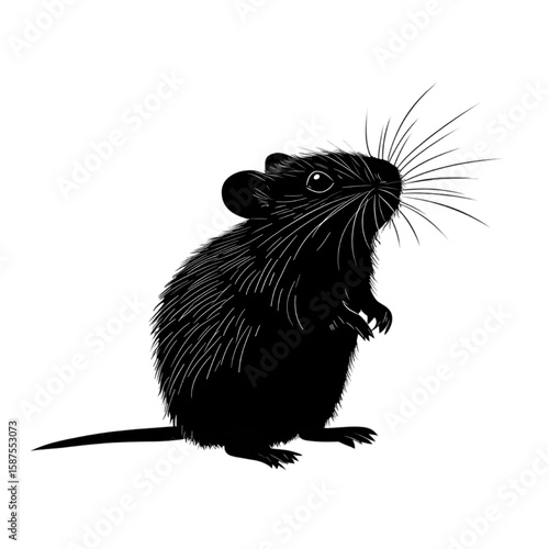 Vole black silhouette isolated on a transparent background