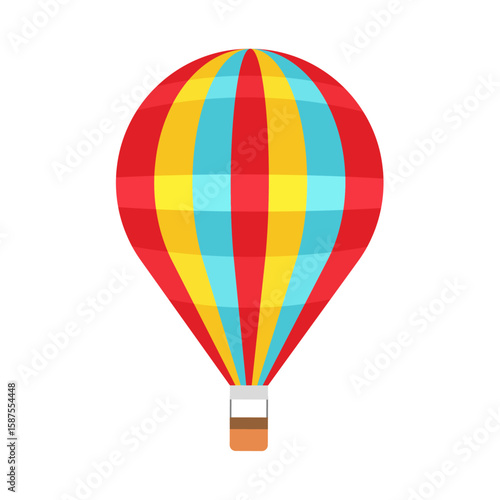 Colorful hot air balloon: A vibrant hot air balloon, with striped patterns, floats gracefully, evoking a sense of adventure and the thrill of travel.