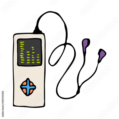 Tune into Sound: A simple illustration of a music player and headphones, capturing the essence of digital audio and personal entertainment.