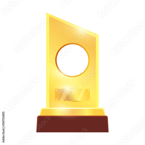 Golden Trophy Illustration: A meticulously crafted, gold-colored trophy, symbolic of achievement, sits on a rich brown base. This elegant design conveys success and reward.