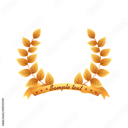 Golden Laurel Wreath: A beautifully crafted golden laurel wreath, symbol of victory and honor. Designed with a ribbon ready for a message, conveying elegance and achievement.