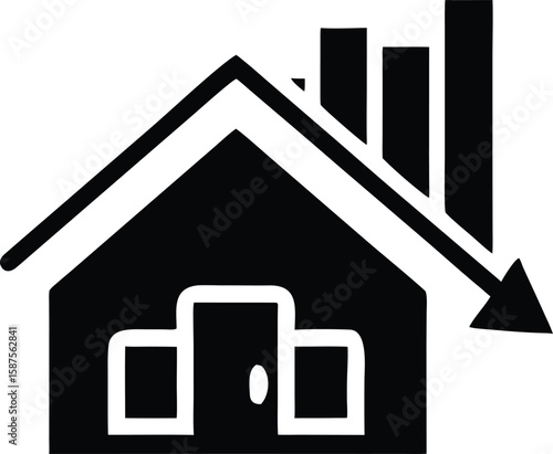 Housing market downturn negative financial indicator icon