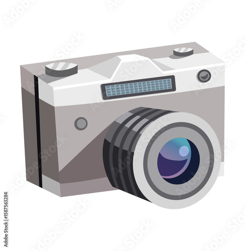 Vintage Camera Illustration: A classic camera, captured in a sharp, detailed illustration, embodying the essence of photography and capturing the world.