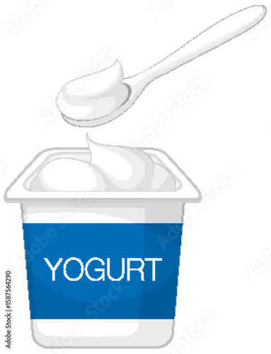 Spoonful of Yogurt Above Open Yogurt Cup
