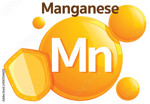Manganese Vitamin Icon with Protective Shield in Vector Style