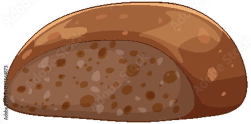 Whole Wheat Bread Loaf Vector Illustration