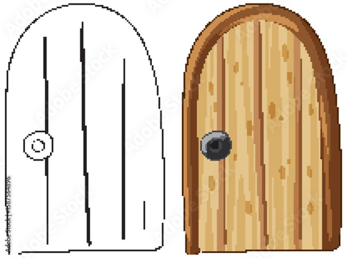Wooden Door Vector Illustration