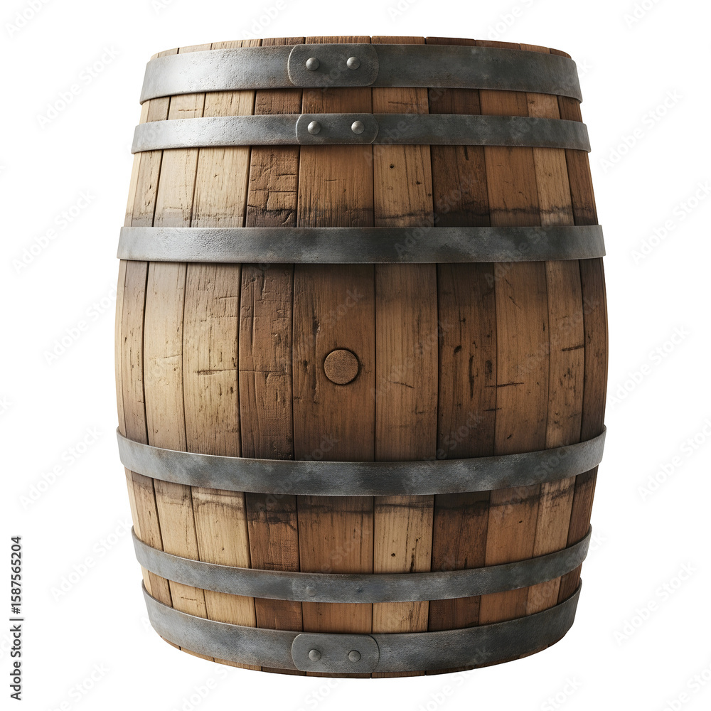 Fototapeta premium Wooden barrel with metal bands rustic design