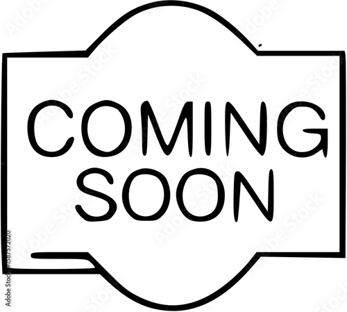 A simple, black and white graphic banner that announces something is coming soon.