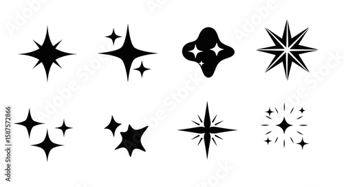 Sparkling Stars: A collection of captivating star illustrations exuding brilliance, ideal for adding a touch of enchantment and luminosity to designs.