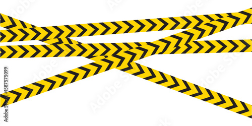 Danger and stop icon with yellow striped tape, warning signs, cautionary barriers, stop and danger labels, risk and alert icon in eps 10.