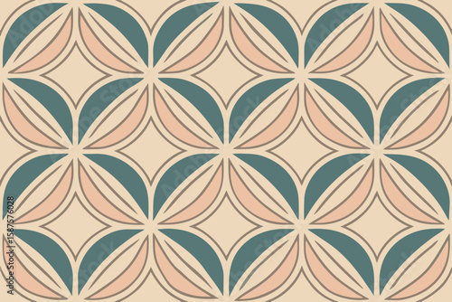 Geometric petal pattern in muted tones abstract floral