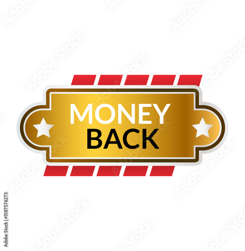 Money Back Guarantee Emblem: A visually appealing golden emblem boldly proclaims MONEY BACK, adorned with stars, representing a promise of refund and customer satisfaction.