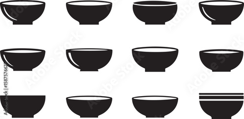 Bowl Vector Illustration – Round Kitchen Dishware for Food Serving