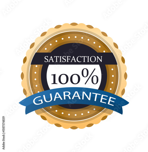 Satisfaction Guarantee Seal: A professionally designed circular seal, conveying a sense of trust and assurance, the emblem promises satisfaction with a bold 100% Guarantee message.