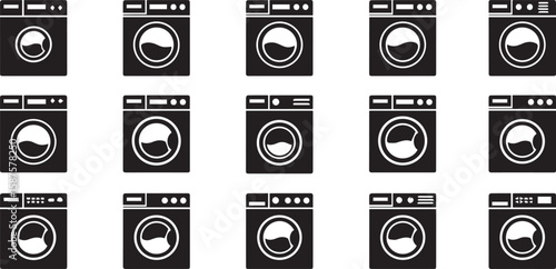 Washing Machine Vector Illustration – Modern Laundry Appliance Icon