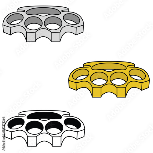 Brass knuckle vector front view on white background