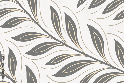Elegant grey and beige leaf pattern abstract background