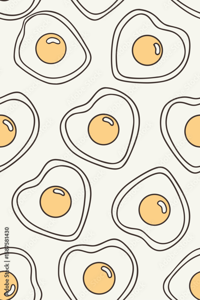Fototapeta premium Heart shaped fried eggs pattern breakfast food