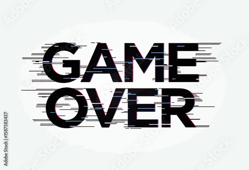 Experience Glitch Art Gaming: Dynamic "GAME OVER" Text with Modern Glitch Effect, Distorted Lines, and Pixelated Noise, Ideal for Edgy Gaming Designs, Stream Graphics, or Digital Art.
