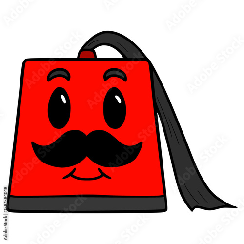 fez hat character illustration hand drawn isolated vector