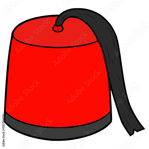fez hat illustration hand drawn isolated vector