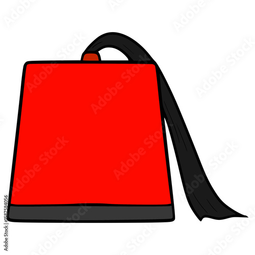 fez hat illustration hand drawn isolated vector