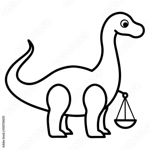Simple line art illustration of a toy dinosaur with scales standing isolated on white background