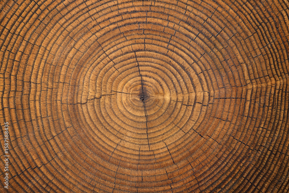 Naklejka premium old wood texture with annual rings and cracks. wooden background