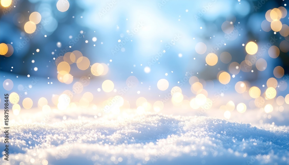 Naklejka premium Blurry snow on blue background, winter abstract texture for festive designs and holiday projects