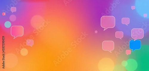 Abstract gradient header showing active online community forum chat bubbles,  header,  illustration