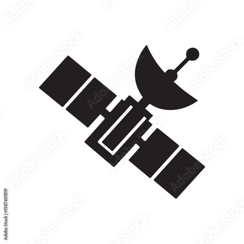 satellite vector silhouette clip art logo design illustration