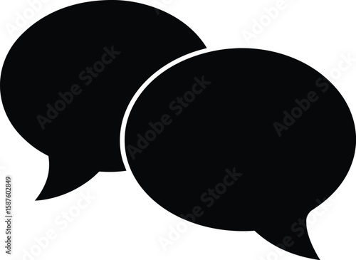 Simple graphic design featuring two overlapping chat bubbles in a clean silhouette style for communication concepts