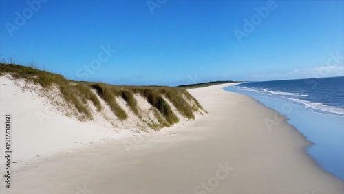 Serene Sandy Dune Leading to Endless Blue Ocean