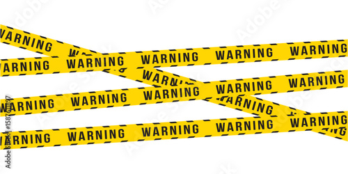 Warning tapes with yellow and black stripes. crime scene or danger zone. Police crossed ribbon. Seamless caution. Barricade construction tape in eps 10.