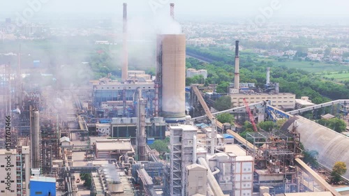 Drone Shot Manufacturing Plant venting toxic vapor