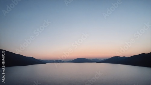 Serene Twilight Lake with Mountain Silhouettes